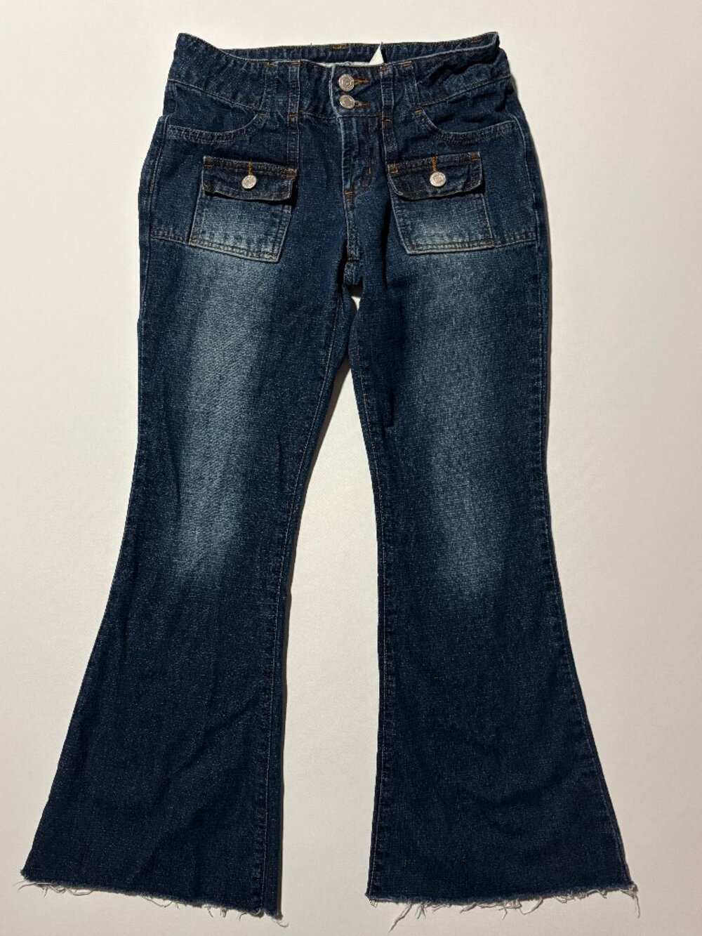 Paris Blues Soulmate Y2K Low Rise Flare Jeans Size 3 Raw Hem Denim
